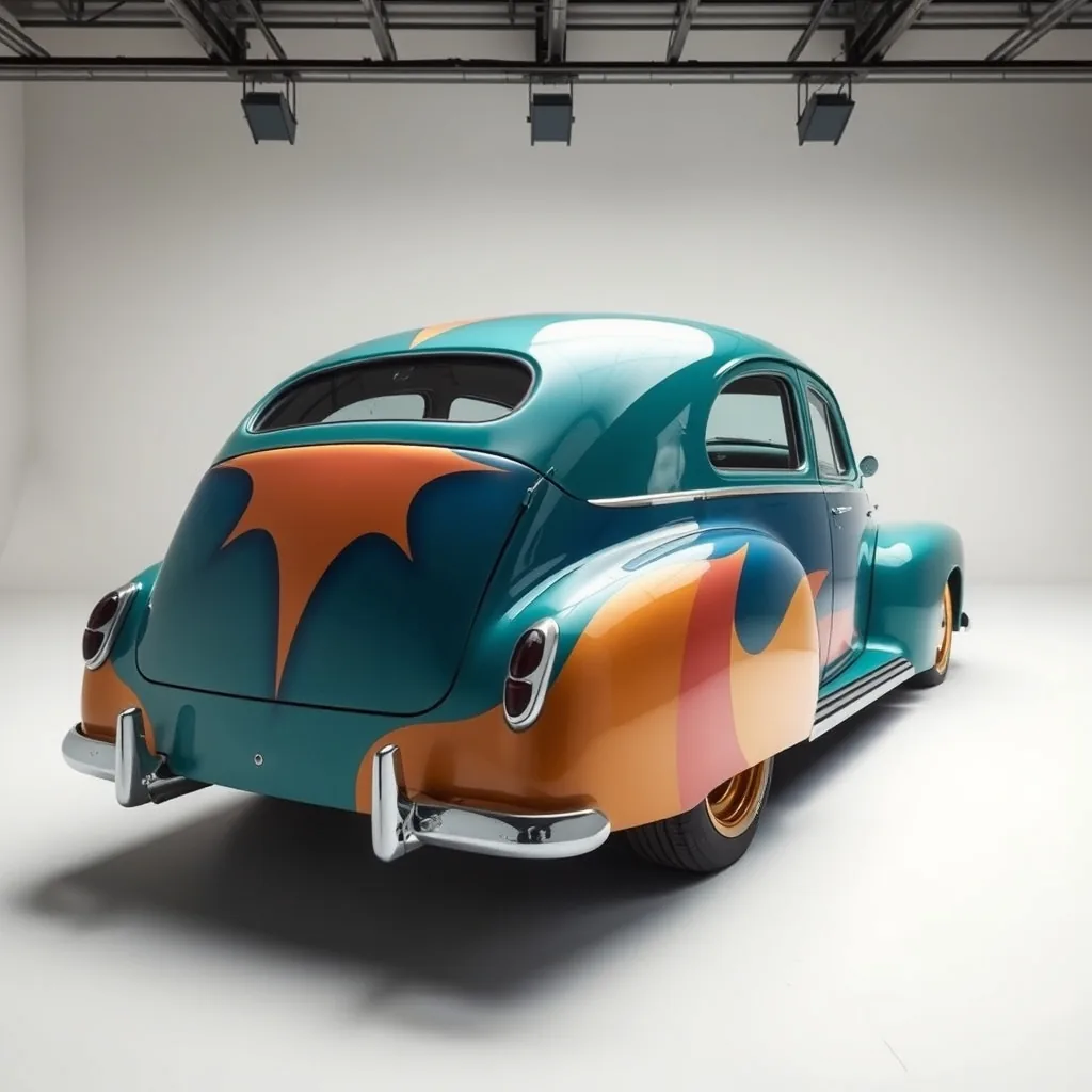 Oldtimer-Coupé mit Flammen-Design nach der Sonderlackierung – Augsburg